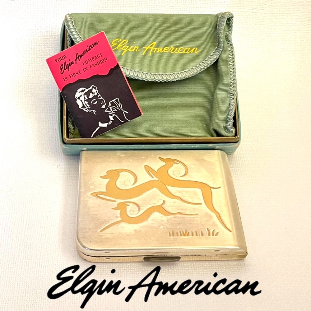 Vintage Elgin American Golden Gazelles Compact